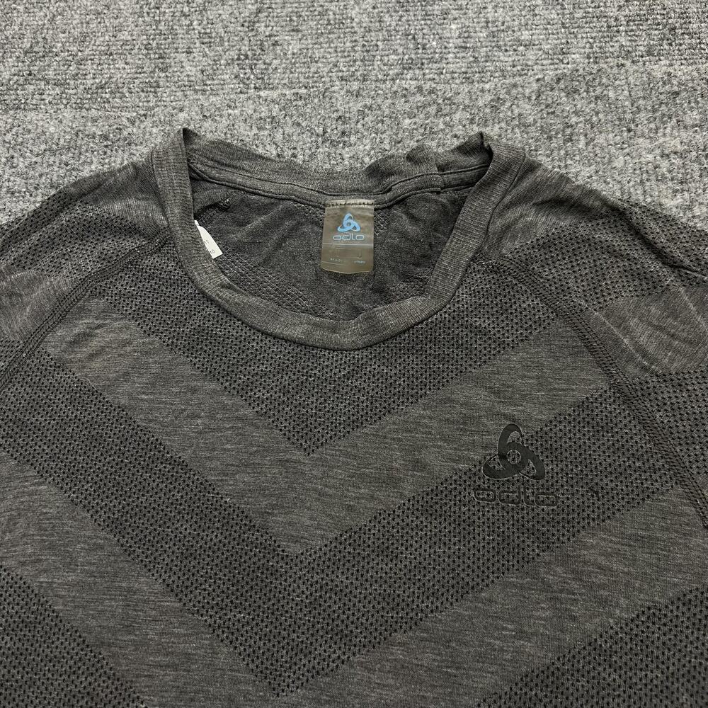 Odlo Shirt Mens Small Gray Long Sleeve Base Layer Athletic Performance Top
